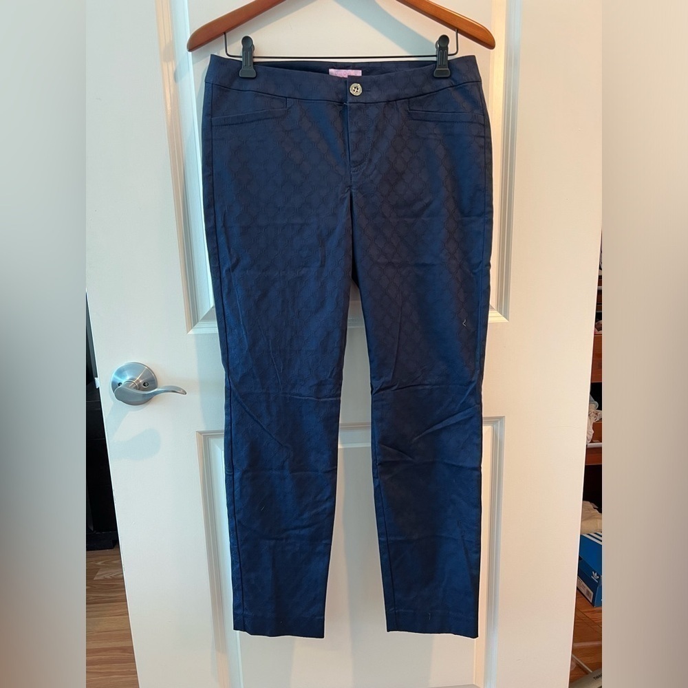 Lilly Pulitzer Kelly Textured Pants Navy Size 8 - Picture 4 of 16